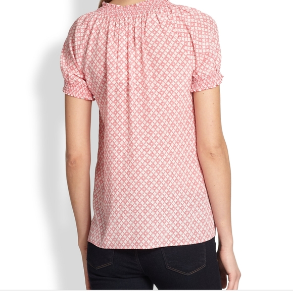 Joie Pink Patterned 100% Silk Peasant Style Top - Picture 2 of 7